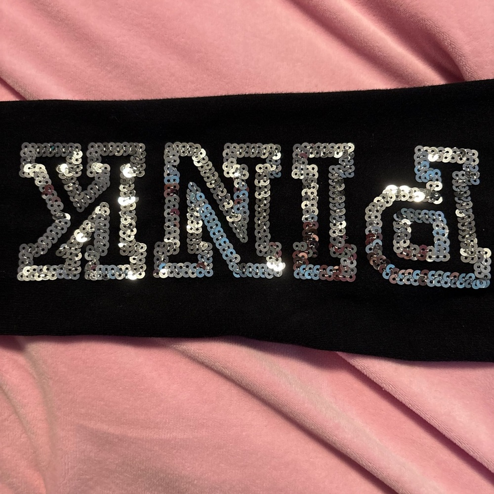 Vintage PINK VS Leggings with Dog logo on Pink Waistband, & Sequin Leg Font